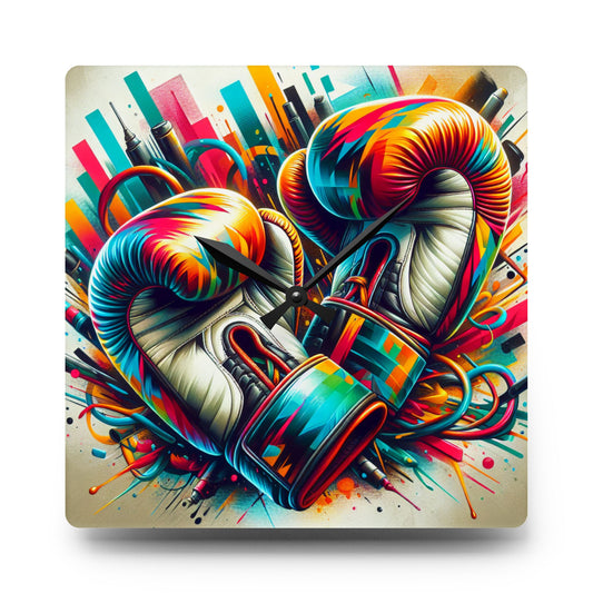 Boxing Gloves Art Acrylic Wall Clock